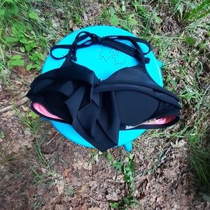 PINK Ruffle Halter bikini top